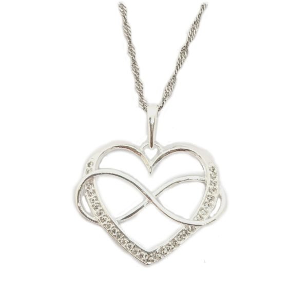 collar corazon infinito cristales plata