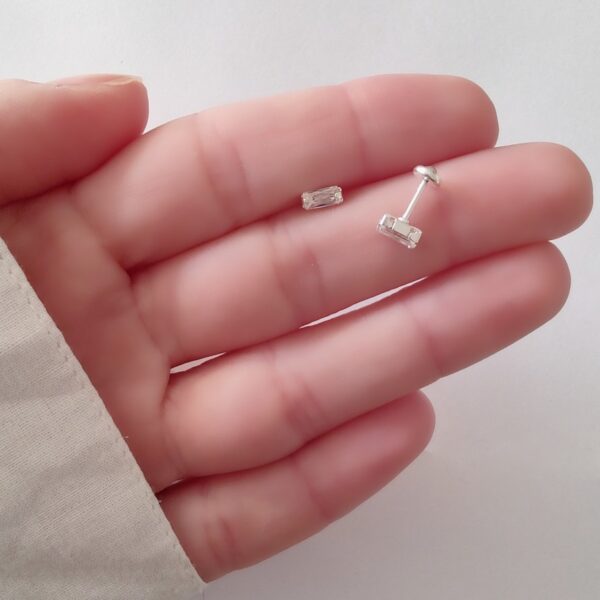 Aros Abridores Cristal Rectángulo Plata 925 - Imagen 3