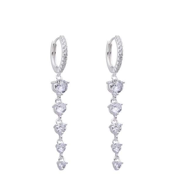 Aros Argollas Cristales Huggies Plata 925
