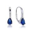 Aros Colgantes Gota Cristal Plata 925 - azul