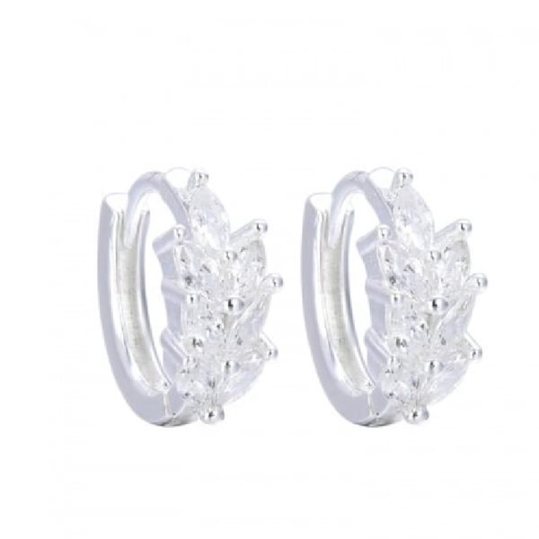 Aros Hoja Cristales Plata 925