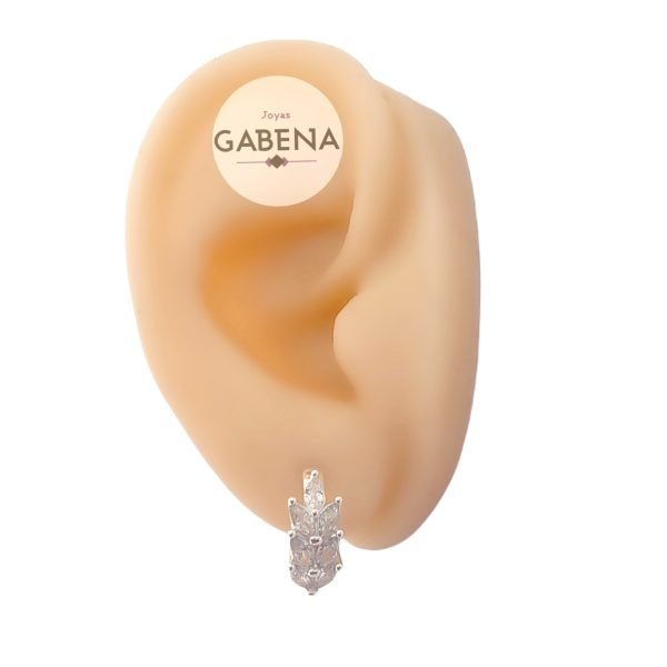 AXL-238 aros hoja cristales plata huggie