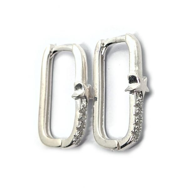 Aros Argolla Rectangular Estrella Plata 925