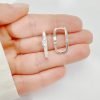 Aros Argolla Rectangular Luna Cristales Plata 925
