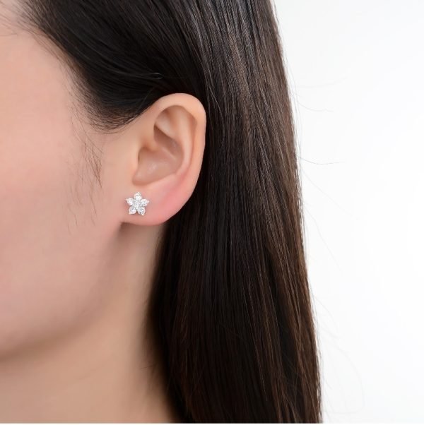 Aros Flores Cristales Plata 925