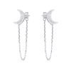 Aros luna cristales cadena plata 925