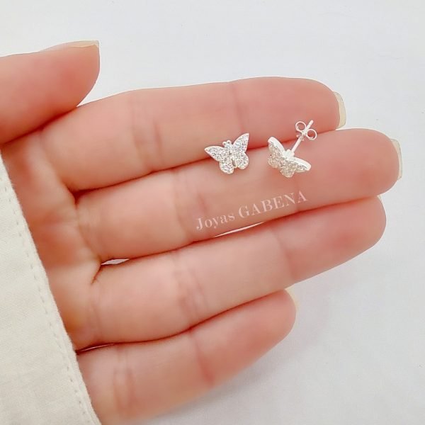 Aros Mariposas Cristales Plata 925