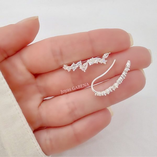 Aros Trepadores Cristales Plata 925