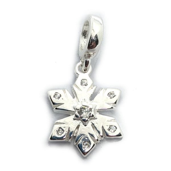 Dije Charm Copo De Nieve Cristales Plata 925