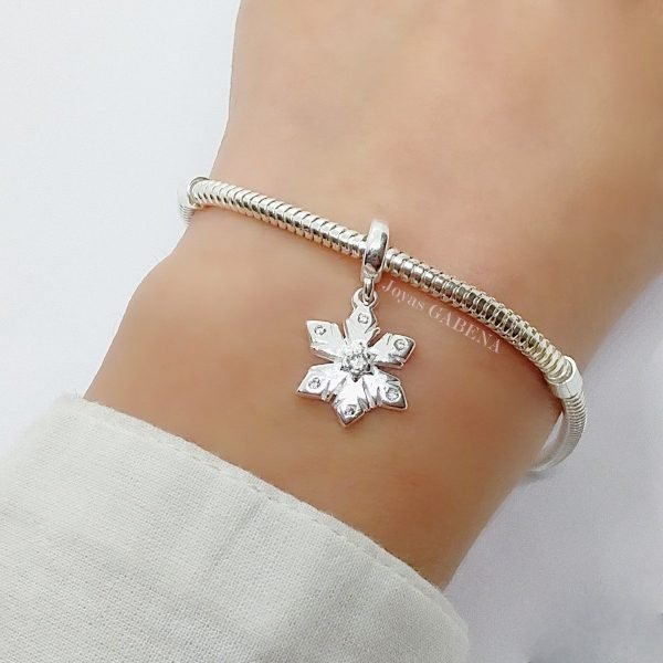 Dije Charm Copo De Nieve Cristales Plata 925