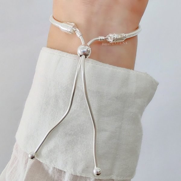 Pulsera Regulable Para Charms Donas Plata 925