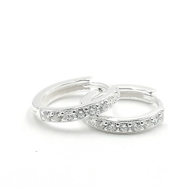 Aros argollas huggies cristales Plata 925