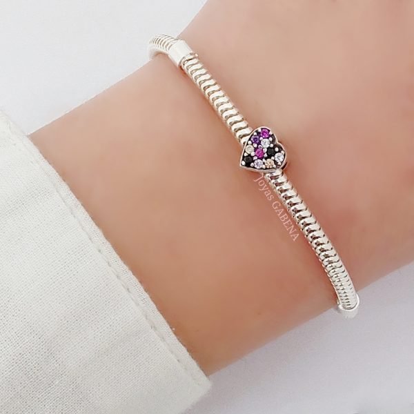 Dije Charm Corazón Cristales Plata 925