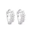 Aros Huggies Flores Cristales Plata 925