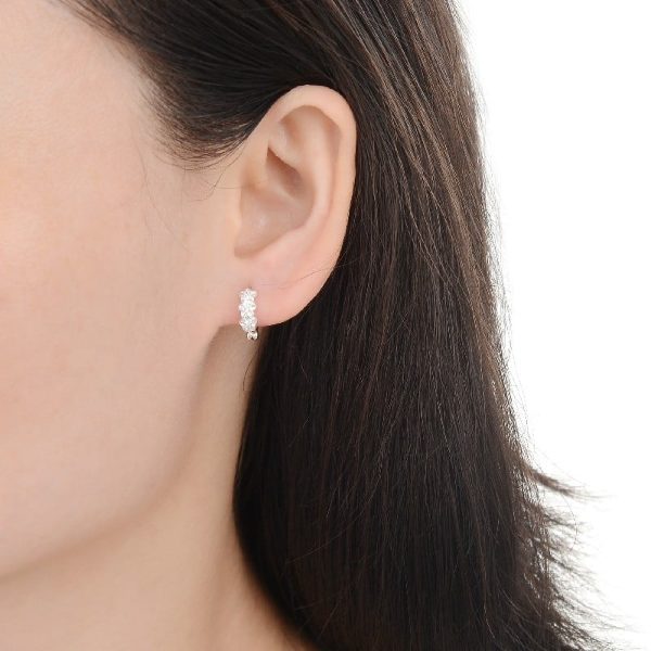 Aros Huggies Flores Cristales Plata 925