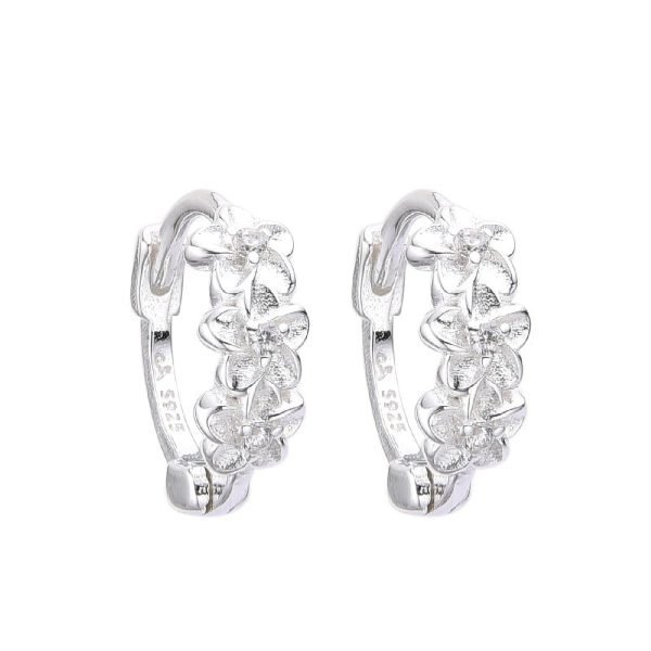 Aros Huggies Flores Cristales Plata 925