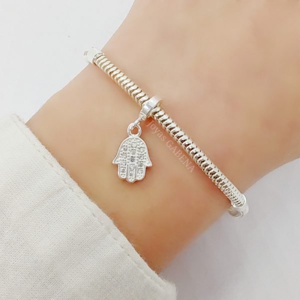 Dije Charm Hamsa Cristal Plata 925