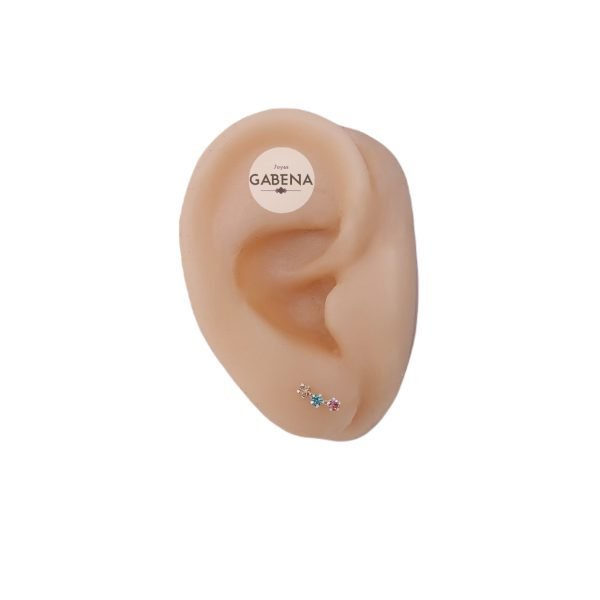aros triple cristal plata