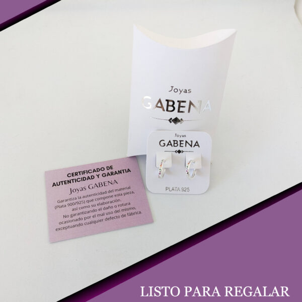 Aros Argolla Cristales 13mm plata pack (2)