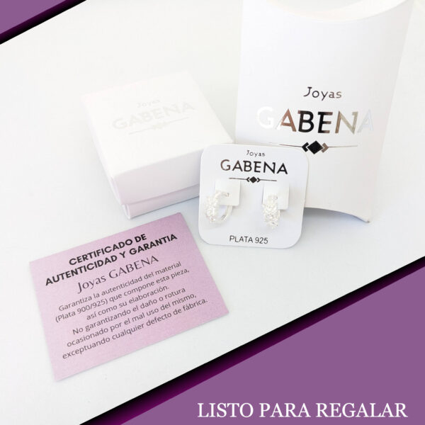 Aros Hoja Cristales Plata 925 Plateado pack