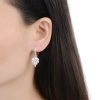 Aros Argolla Hojas Cristal Huggies Plata 925