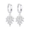 Aros Argolla Hojas Cristal Huggies Plata 925