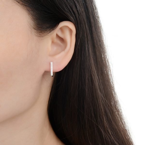 Aros Argollas Cristales Huggies Plata 925 12mm - Imagen 2