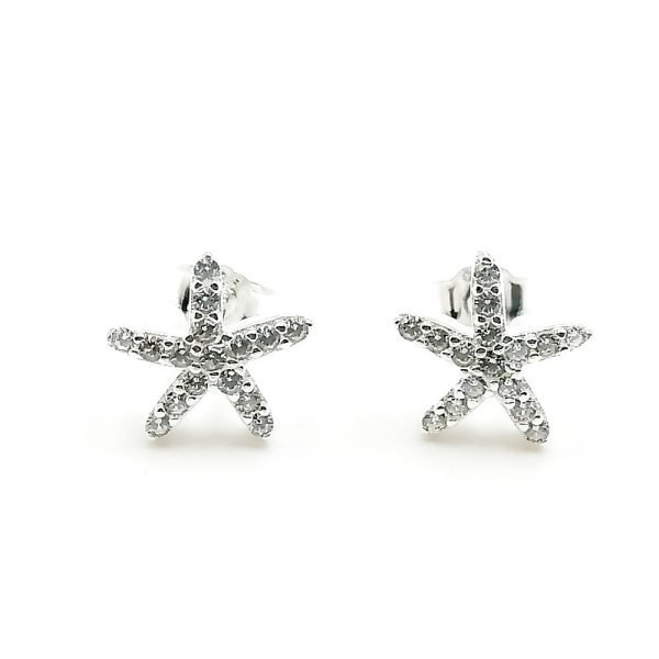 Aros Estrella De Mar Cristales Plata 925