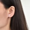 Aros Tijera Y Estrella Cristales Plata 925