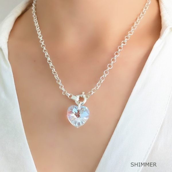 Cadena Rolo Con Cristal Swarovski Corazón 18mm Plata - Imagen 5