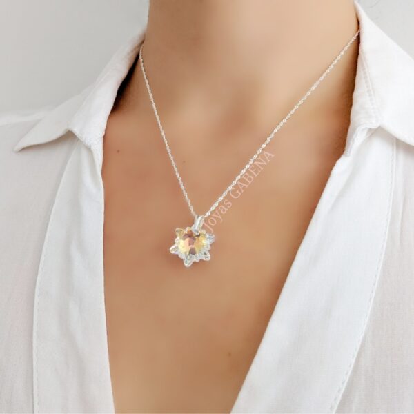 collar cristal swarovski edelweiss 18mm plata