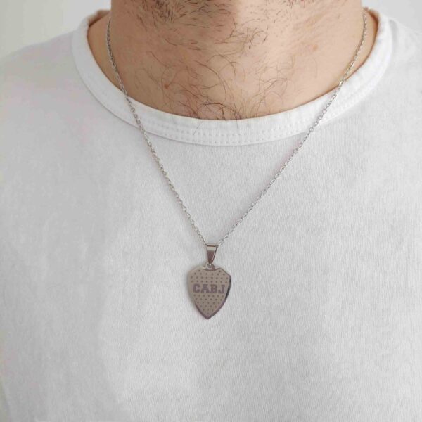 COAA-54 collar escudo boca juniors acero quirurgico plateado 2