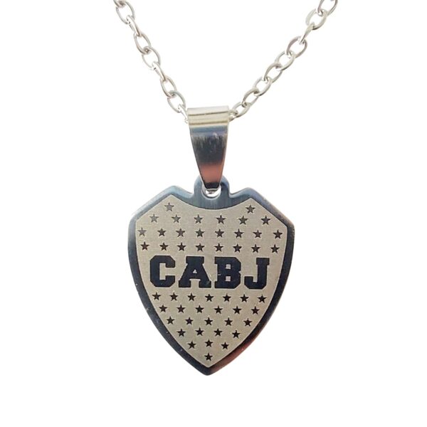COAA-54 collar escudo boca juniors acero quirurgico plateado