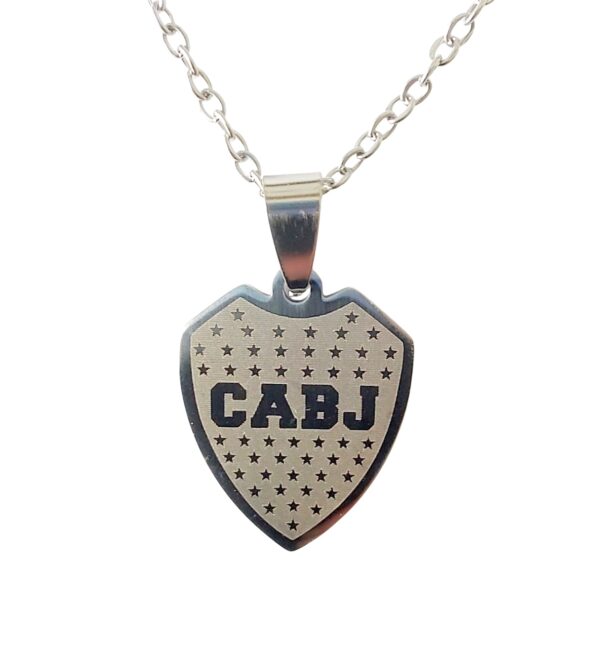 COAA-54 collar escudo boca juniors acero quirurgico plateado