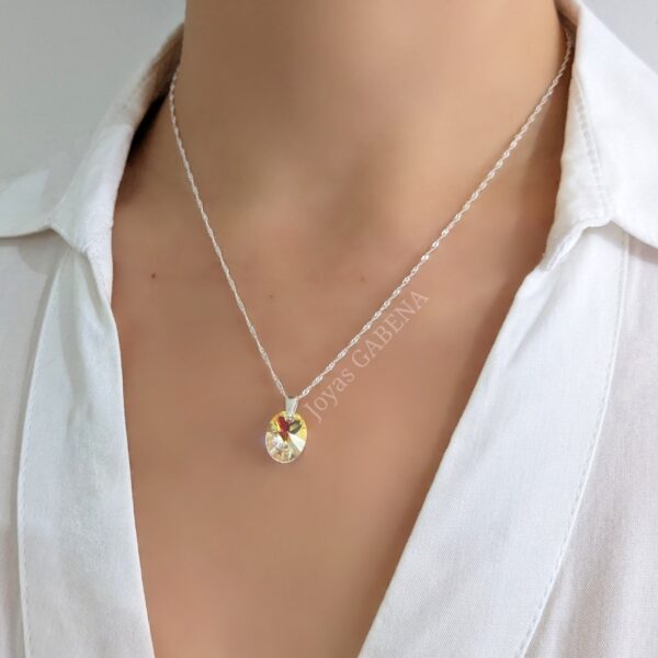 collar cristal ovalo 12mm plata aurora boreal