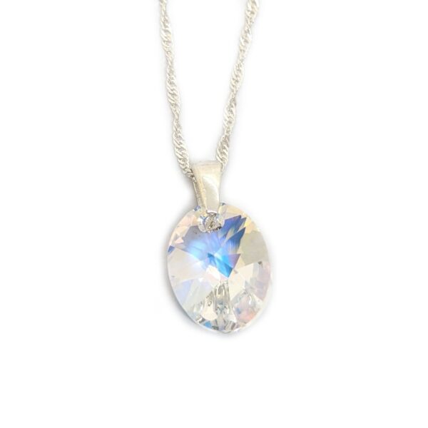 collar cristal ovalo 12mm plata aurora boreal