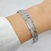 Pulsera Esclava Semi Abierta Pluma Acero Quirúrgico