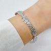 Pulsera Esclava Semi Abierta Ramitas Acero Quirúrgico