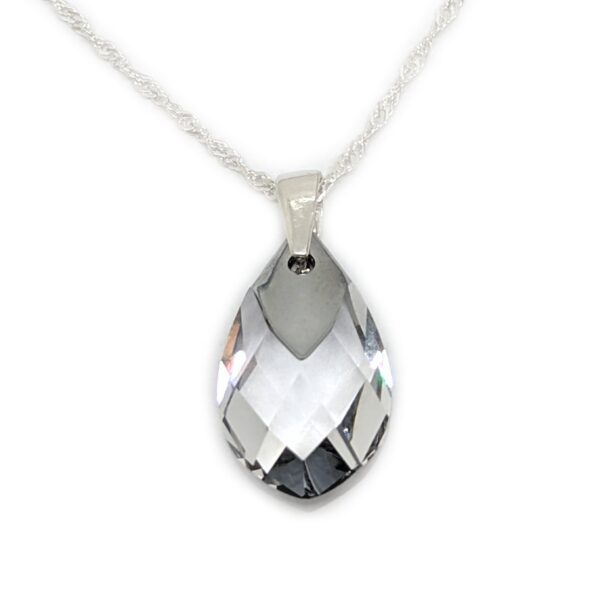 collar cristal gota metallic cap plata