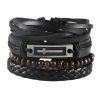 Pulsera Hombre Set 4 En 1 Cuero Sintetico - Cruz