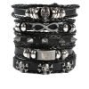 Pulsera Hombre Set 5 En 1 Cuero Sintetico - Calavera