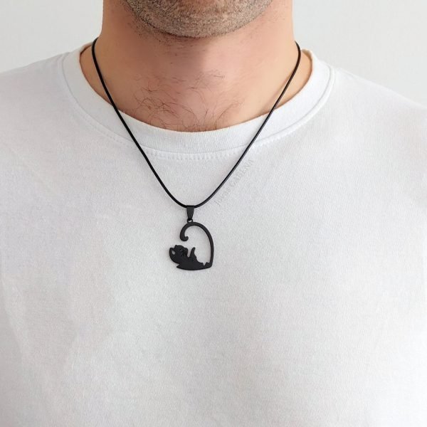 collar yin yang gato corazon negro