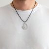 collar yin yang gato corazon plateado acero