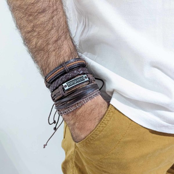 pulsera hombre cuero sintético perdonado forgiven
