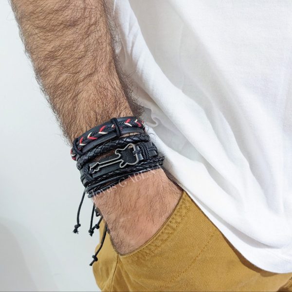 pulsera hombre cuero sintético guitarra