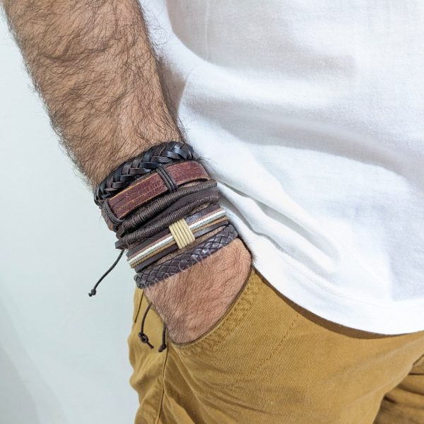 pulsera hombre cuero sintético marrón