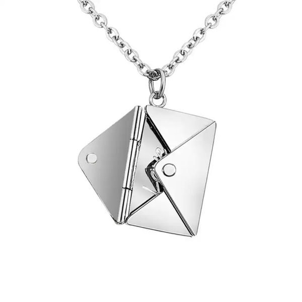 Collar Carta Inscripción Te Amo Acero Quirúrgico - Plateado 2