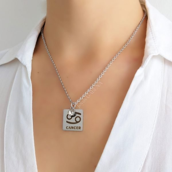 Collar Signos Zodiaco Cristal Acero Quirúrgico - cancer 2