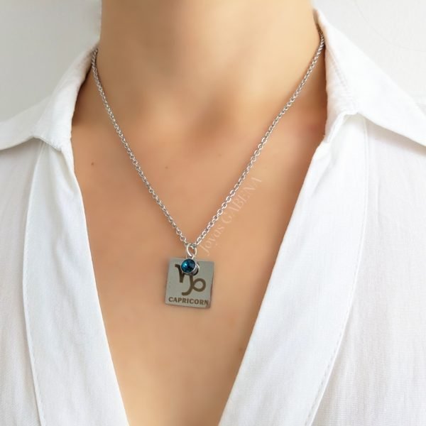 Collar Signos Zodiaco Cristal Acero Quirúrgico - capricornio 2