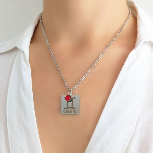 Collar Signos Zodiaco Cristal Acero Quirúrgico - geminis 2